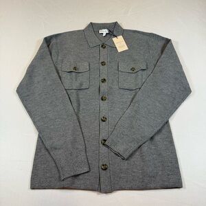 Peter Millar Trenton Sweater Shirt Gale Gray Small Merino Wool Blend NWT $295